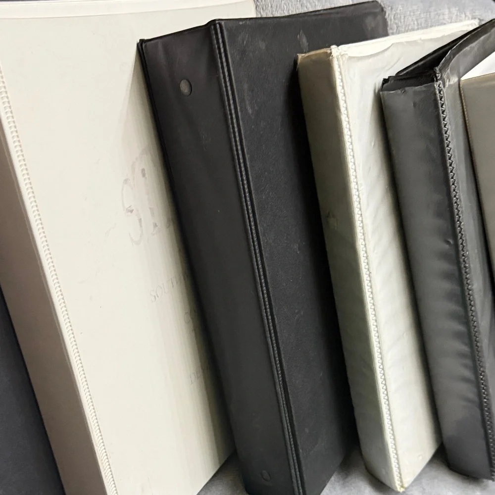 Assorted filing Cases, used binders and Accessories